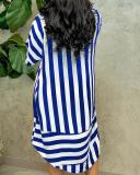 Casual Striped Lapel Short Sleeve Jersey Dress
