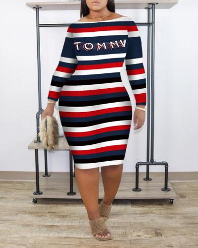 Fashion Casual Stripe Printed Dress