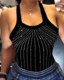 Sexy Sling Print T-shirt Bow-knot Vest Top