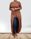 Solid Color Knitted Loose Oversized Top Dress