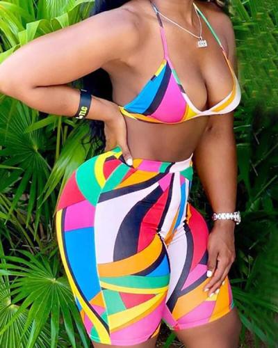 Sexy Printed Multicolor Swimsuit Set