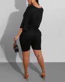 Solid Color Pleated Loose Casual Suit