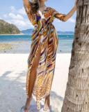 Womens Colorful Chiffon Loose Bathing Suit Lace-up Cardigan