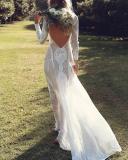 Elegant Floral Lace Hollow Transparent Wedding Dress