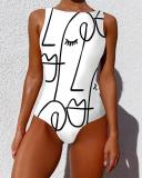 One Piece Swimsuit Women Plus Size Swimwear Print Sexy Backless Swimwear
