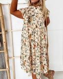 Ruffle Mini Dress Short Sleeve Floral Dresses