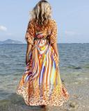 Womens Colorful Chiffon Loose Bathing Suit Lace-up Cardigan