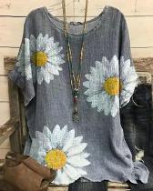 Women's Blouse Daisy Floral Printed Summer Tops