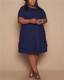 Plus Size Women's Loose Casual Short Sleeve Knitted Plus Size Dress