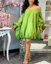 Street hipster loose short skirt solid color strapless dress