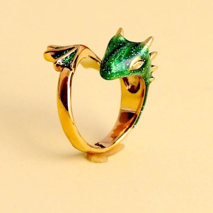 Gold Topaz Dragon Ring