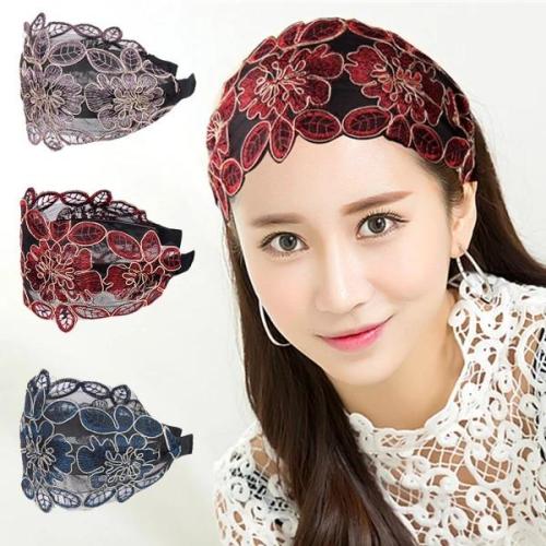 Wide Lace Embroidered Headband