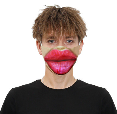 Lip Print Colorblock Breathable Cotton Face Mask