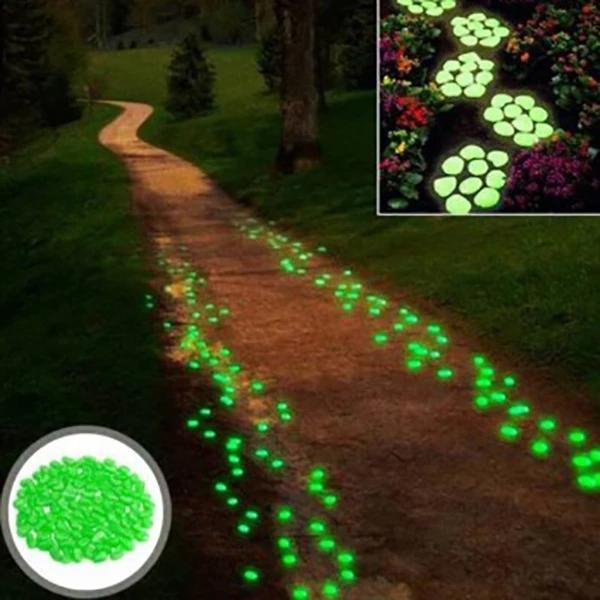 Glow-In-The-Dark Luminous Garden Pebbles - 100pcs