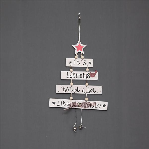 Christmas Wooden Wind Chimes Letter Card Pendant