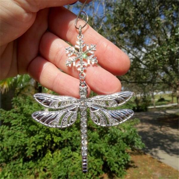 Snowflake Dragonfly Glittering Christmas Ornament