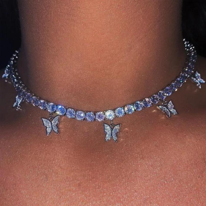Shiny Butterfly Choker Necklace