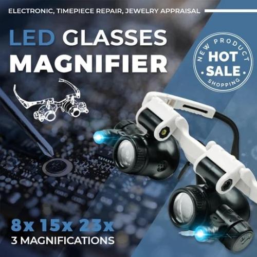 LED Glasses Magnifier 8x 15x 23x