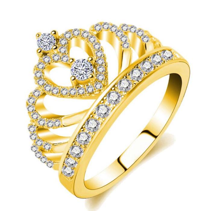 Sterling Silver CZ Princess Crown Ring