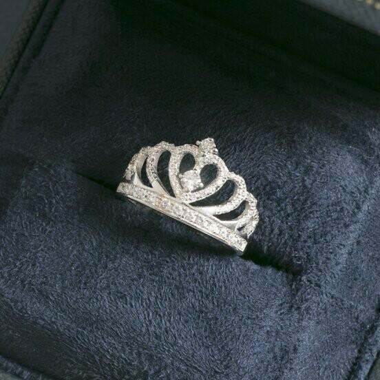 Sterling Silver CZ Princess Crown Ring