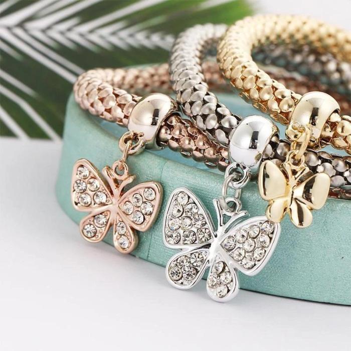 CHARM RHINESTONE POPCORN BRACELET