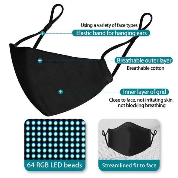 LED Voice Active Face Cover - Light Up Face Cover