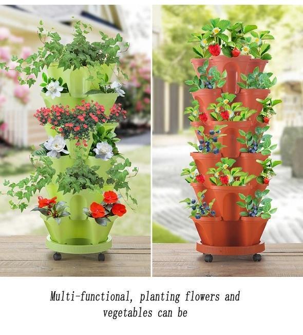 (🌼Plant Festival Special 50% OFF)-Stand Stacking Planters Strawberry Planting Pots