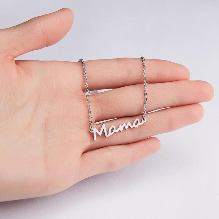 Mom Lockbone Chain Pendant Necklace Gift Mother's Day Stainless Steel Jewellery