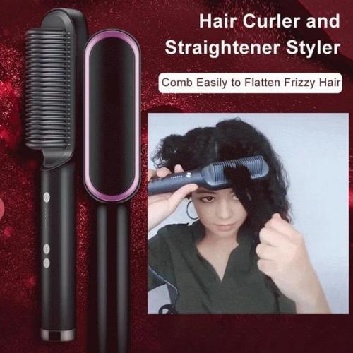 Hair Curler And Straightener Brush