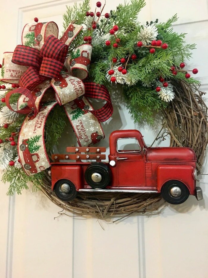💐Red Truck Christmas Wreath