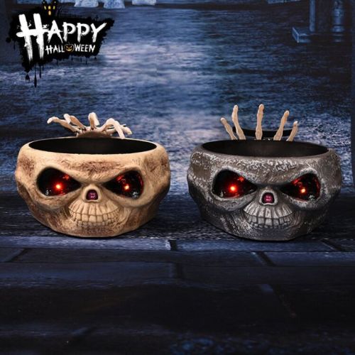 Homarden Animated Halloween Skull Bowl