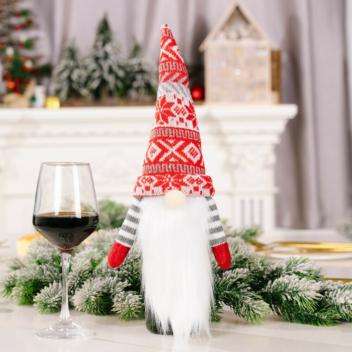 Creative Christmas Gnome Wine Bottle Covers Decorations