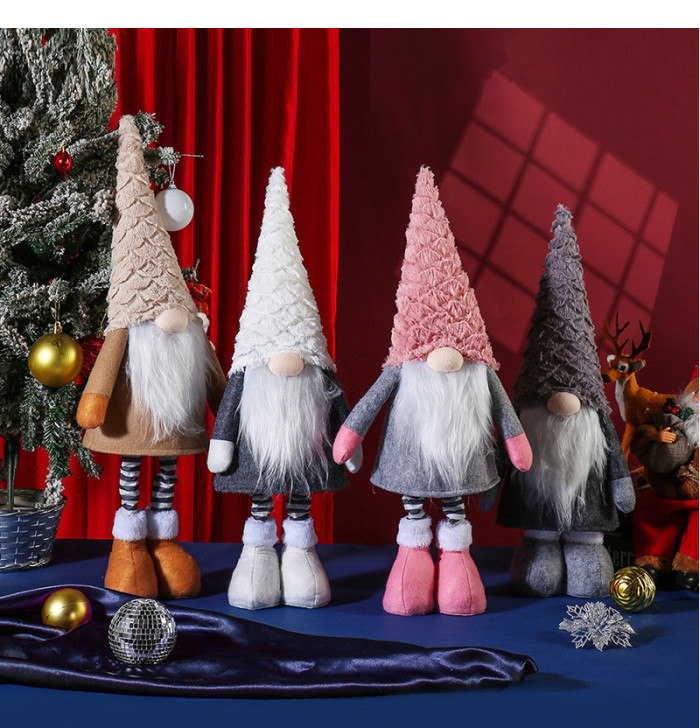 Table Christmas Ornaments - Gnome Doll with Telescopic Legs Winter Elf