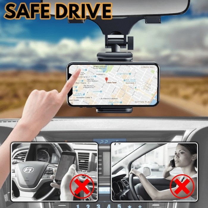 Universal 360° Car Rearview Mirror Mount Phone Holder