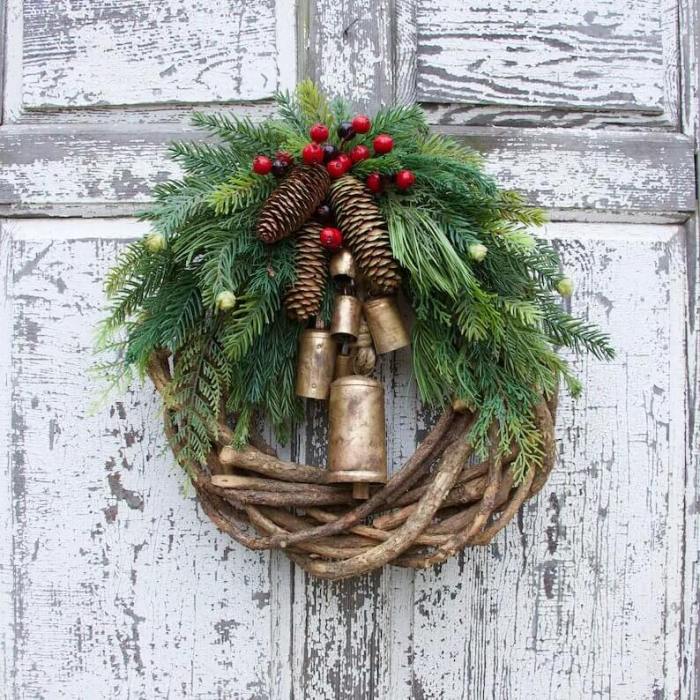 Farmhouse Christmas Wreath, Boho Wreath, Holiday Wreath