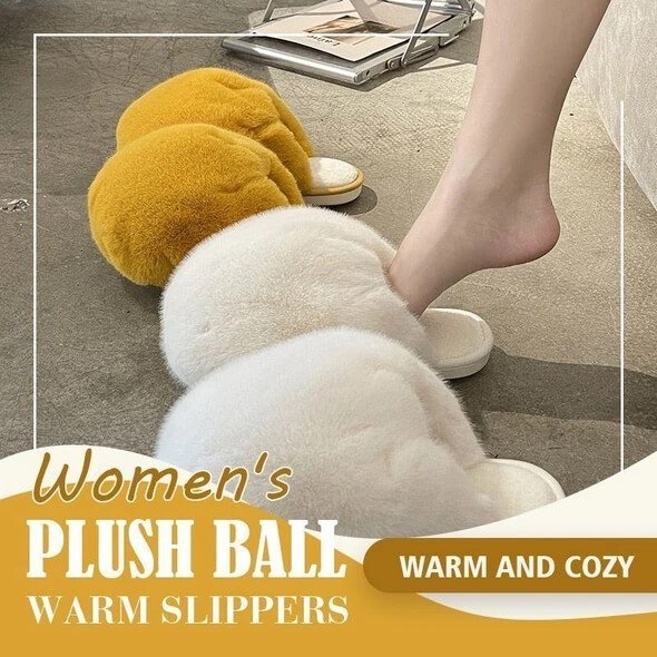 Women's Plush Ball Warm Slippers