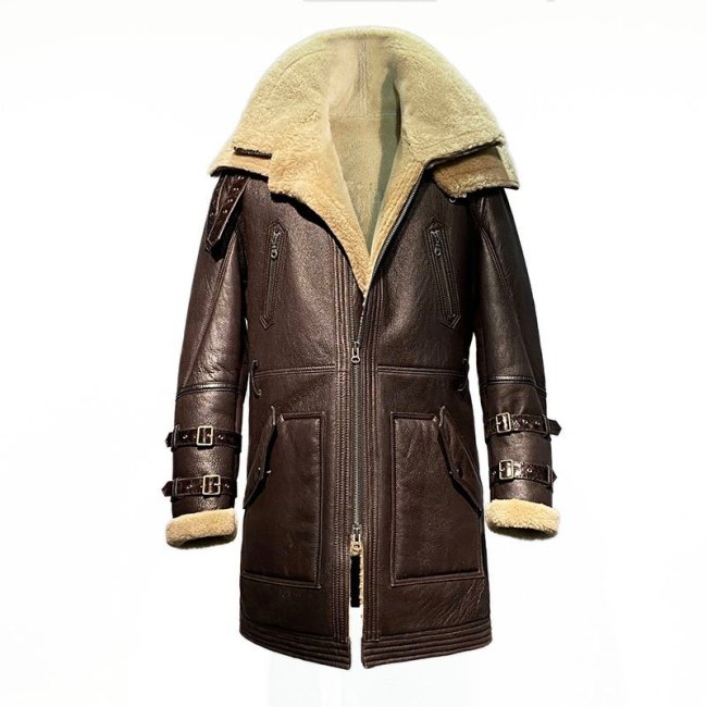 Men's Leather With Fur Coat