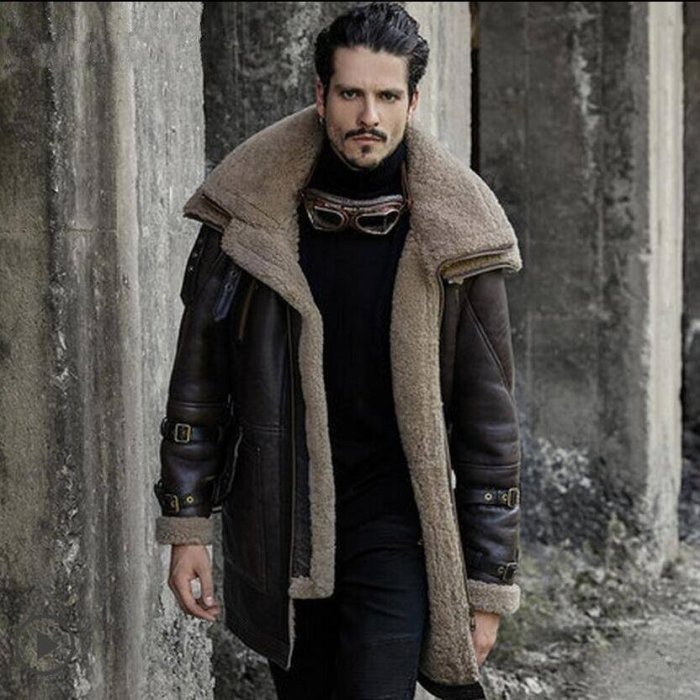 Men's Leather With Fur Coat