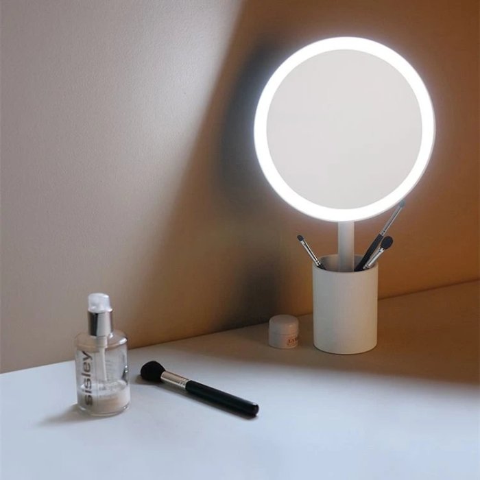Pen Holder Storage LED Light HD Makeup Mirror