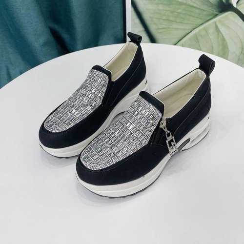 Women's Crystal Thick Bottom Air Cushion Casual Shoes -snk