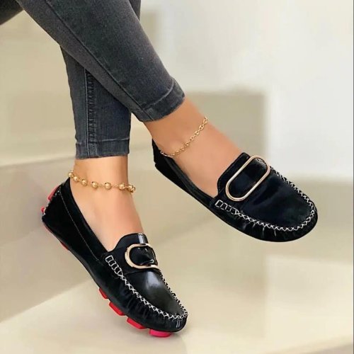 Women's Comfy Metallic Detail Flat Shoes -loafers