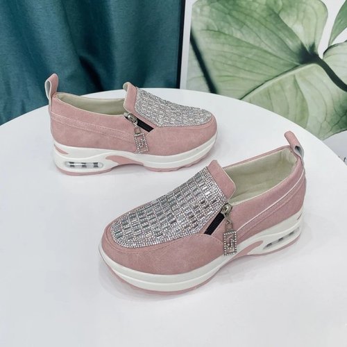 Women's Crystal Thick Bottom Air Cushion Casual Shoes -snk