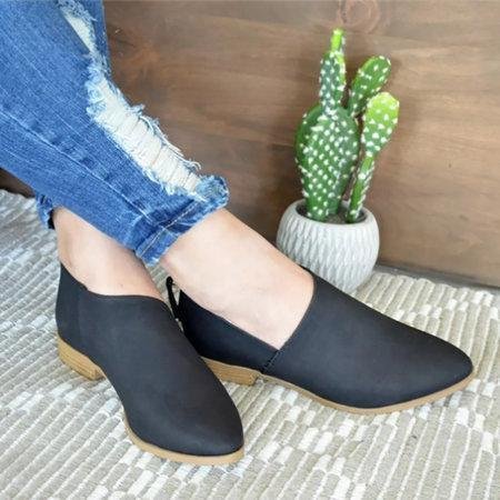 Women PU Ankle Boots Simple Comfort Classic Slip On Shoes -loafers