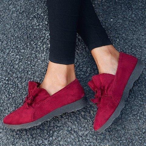 Women's Flat Shoes Round Toe Casual Bowknot Non-slip Flats -loafers
