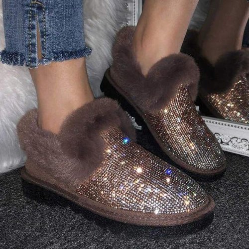 NEW! Women's Round Toe Snow Boots With Sequin Splice Color shoes -boots