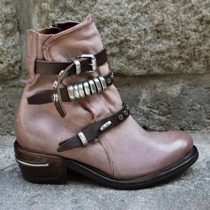 NEW! Women's PU Round Toe With Buckle Zipper shoes -boots