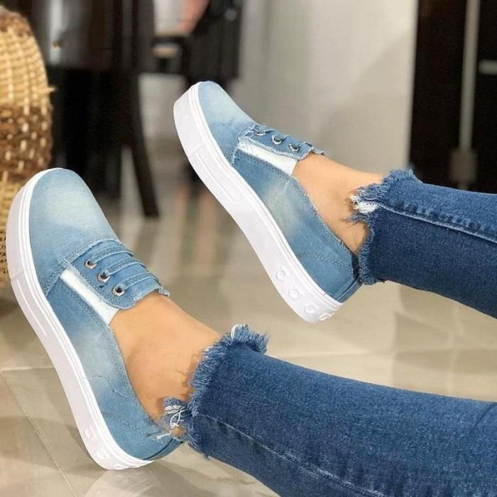 Women Casual Denim Canvas Sneaker Shoes -loafers