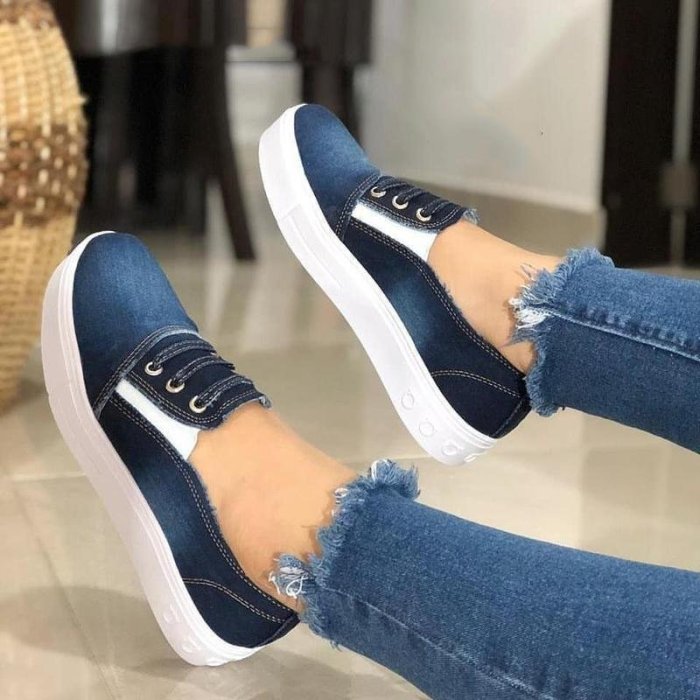 Women Casual Denim Canvas Sneaker Shoes -loafers