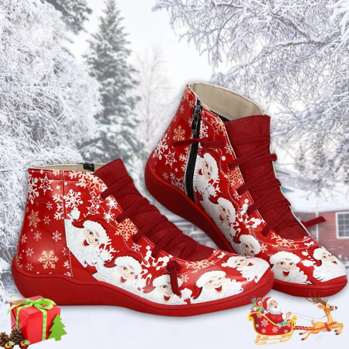 >>Christmas Gift |Women Plus Size Vintage Comfy Lace-up Boots Flat Heel Shoes -boots