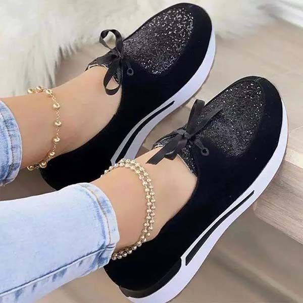 Women's Casual Lace-up Bow Flat Shoes